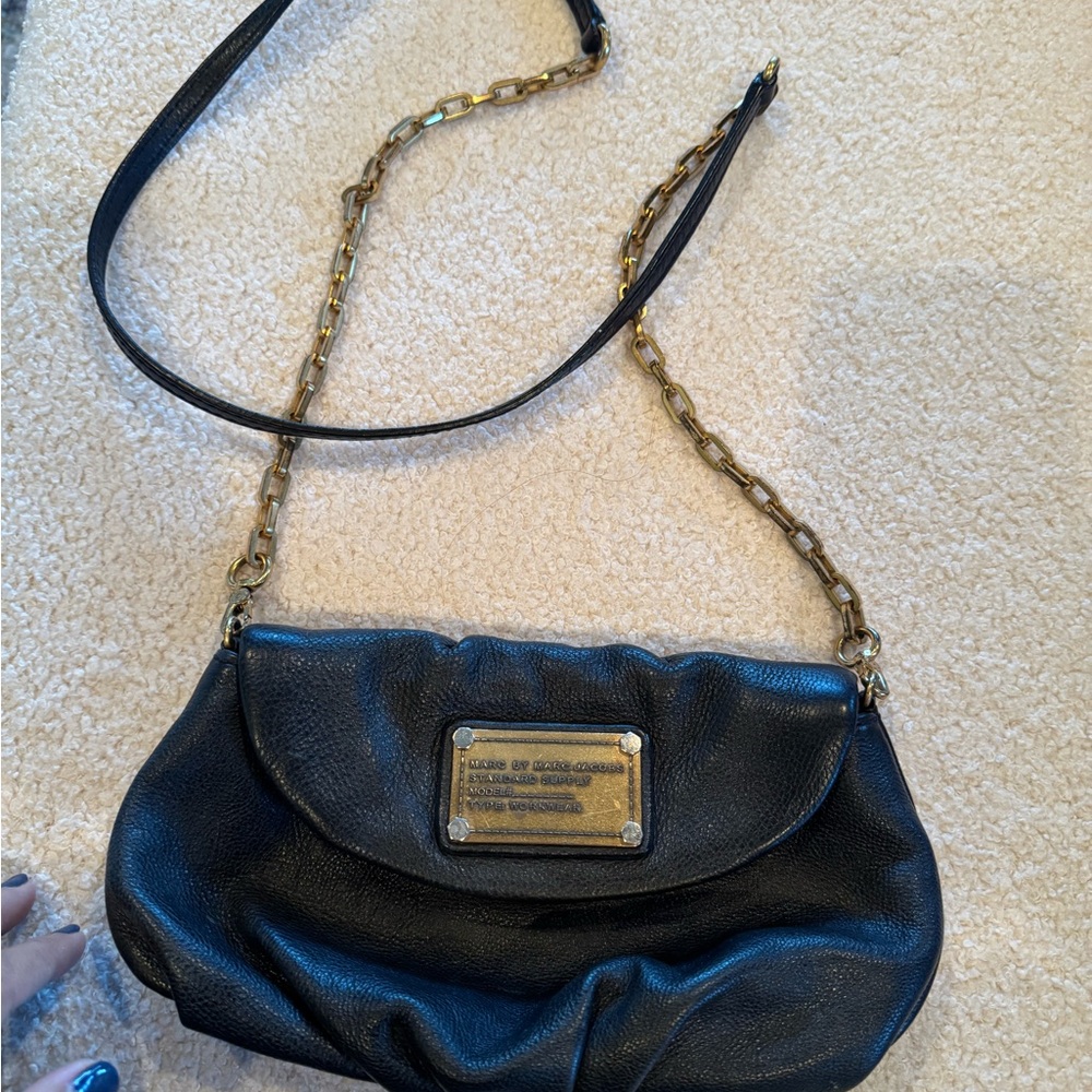 Marc Jacobs Black Crossbody Bag with Gold Chain